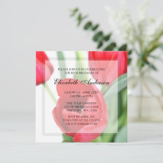 Invitation Red Tulips 80e anniversaire (Debout devant)