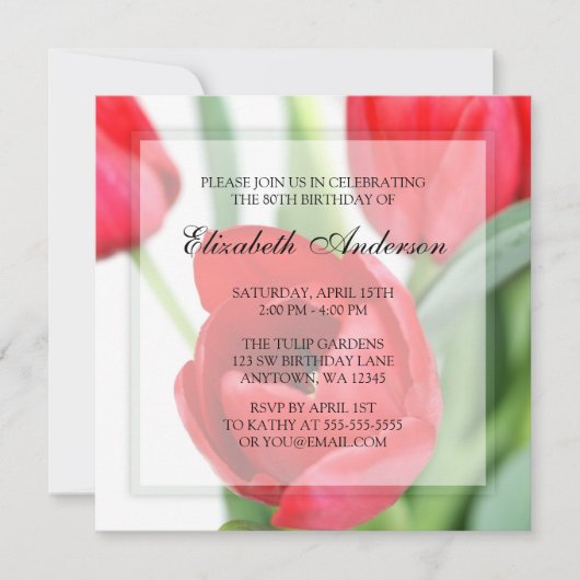 Invitation Red Tulips 80e anniversaire (Devant)