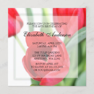Invitation Red Tulips 80e anniversaire
