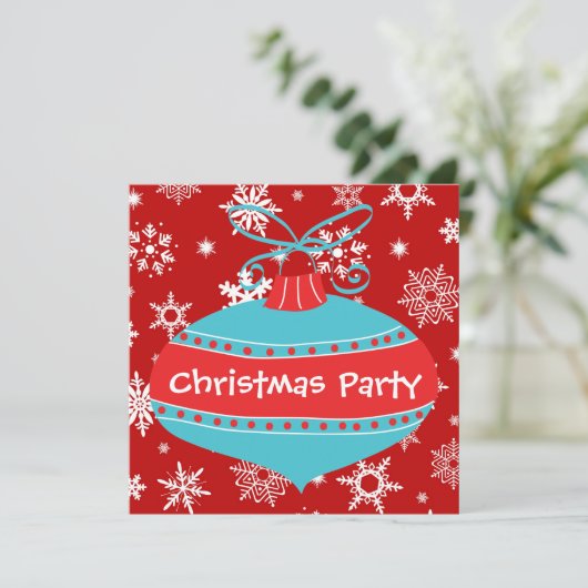 Invitation Red Turquoise Blue Retro Noël (Debout devant)
