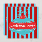 Invitation Red Turquoise Blue Retro Noël (Devant / Derrière)