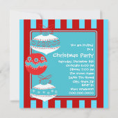 Invitation Red Turquoise Blue Retro Noël (Dos)