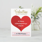 Invitation Red Valentine Gold Mini Sessions Photographie (Debout devant)