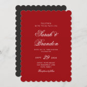 Invitation Red Valentines Minimalist Script Wedding (Devant / Derrière)