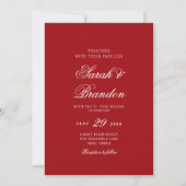 Invitation Red Valentines Minimalist Script Wedding (Devant)