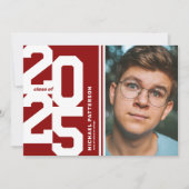 Invitation Red Varsity Sport Photo Graduation Party (Devant)