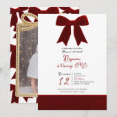 Invitation Red Velvet Bow Elegant Posh 1er anniversaire (Devant / Derrière)
