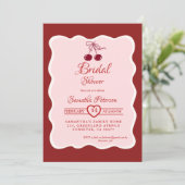 Invitation Red Velvet Valentine cherry bow Bridal Shower (Debout devant)