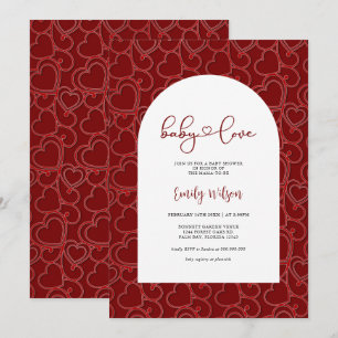 Invitation Red Vintage Baby Love Valentine's Day Baby shower