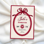 Invitation Red vintage bow graduation