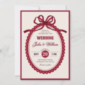 Invitation Red vintage bow wedding (Devant)
