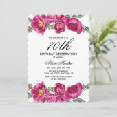 Invitation Red Violet Peony Floral Greenery 70e anniversaire (Debout devant)