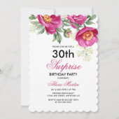 Invitation Red Violet Peony Green 30e Anniversaire surpris (Devant)
