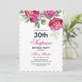 Invitation Red Violet Peony Green 30e Anniversaire surpris (Debout devant)