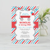 Invitation Red Wagon Birthday Invitation, Boy Birthday Party (Debout devant)