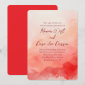 Invitation Red Watercolor Ombre Painting Wedding (Devant / Derrière)