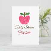 Invitation Red Watercolor pomme baby shower ajouter nom titre (Debout devant)
