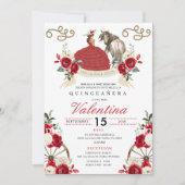Invitation Red Western Charro femme Horse Quinceañera (Devant)
