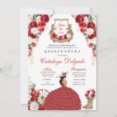 Invitation Red Western Fiesta Charro Quinceañera (Devant)