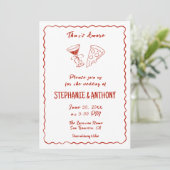 Invitation Red Whimsical Pizza That's Amore Italian Wedding (Debout devant)