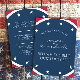 Invitation Red White and Blue Stars Patriotic 4 juillet BBQ