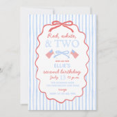 Invitation Red White and Two 4th of July 2nd Birthday (Devant)