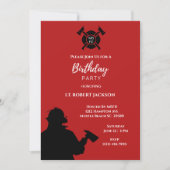 Invitation Red White Black Firefighters fête d'anniversaire (Devant)