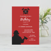 Invitation Red White Black Firefighters fête d'anniversaire (Debout devant)