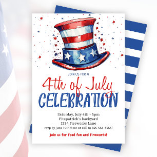 Invitation Red White Blue 4 juillet Fête
