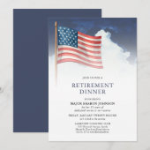 Invitation Red White Blue Military American Flag Retirement (Devant / Derrière)