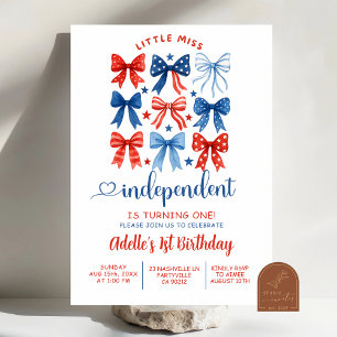 Invitation Red White Blue Miss 1er anniversaire indépendant