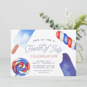 Invitation Red White & Blue Popsicle 4 juillet Parti (Debout devant)