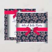 Invitation Red White Blue Stars 4 juillet BBQ Party (Devant / Derrière)