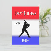 Invitation Red White Blue Stripe Baseball fête d'anniversaire (Debout devant)