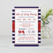 Invitation Red, White & Blue Stripes 4 juillet (Debout devant)