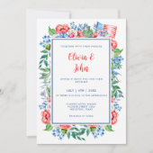 Invitation Red White Blue Stripes 4e juillet Mariage patrioti (Devant)