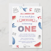 Invitation Red White Blue Virtual 1ère fête d'anniversaire pa (Devant)