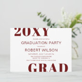 Invitation Red White Bold Typographie Parti de graduation Inv (Debout devant)