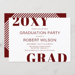 Invitation Red White Bold Typographie Parti de graduation Inv