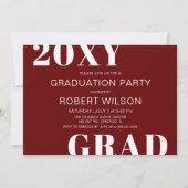 Invitation Red White Bold Typography Graduation Party (Devant)