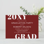 Invitation Red White Bold Typography Graduation Party (Debout devant)