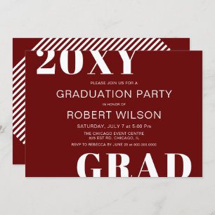 Invitation Red White Bold Typography Graduation Party