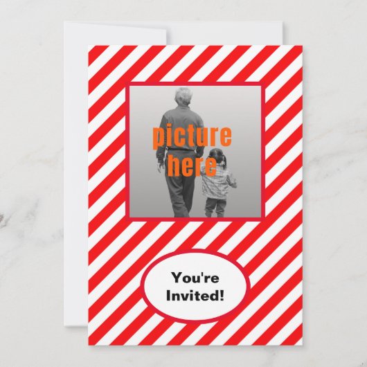 Invitation Red White Candy tendance Anniversaire de fête (Devant)