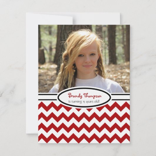 Invitation Red & White Chevron : Image:Invitation de la fête (Devant)