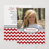Invitation Red & White Chevron : Image:Invitation de la fête (Devant / Derrière)