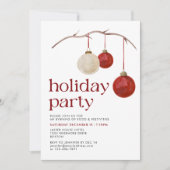 Invitation Red White Christmas Balls (Devant)