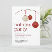 Invitation Red White Christmas Balls (Debout devant)