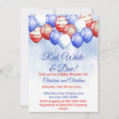 Invitation Red White & Due Independence Day Baby Shower (Devant)
