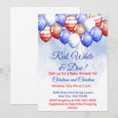 Invitation Red White & Due Independence Day Baby Shower (Devant / Derrière)