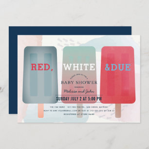 Invitation Red White & Due Popsicle Juillet 4 Baby shower